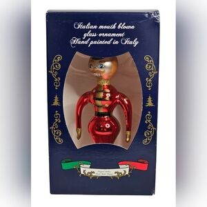 Bellagio Italian Mouth Blown Glass Soldier Christmas Ornament Hand Painted Italy
